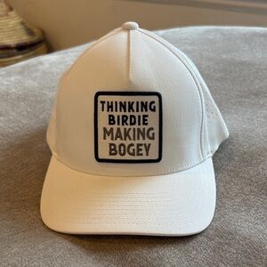 Asher Golf White 'Thinking Birdie Making Bogey' Patch Baseball Cap adjustable